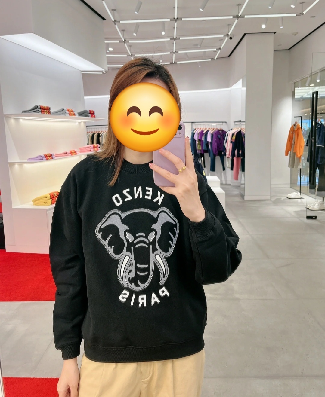 KENZO 黑色 大象圖案 圓領衞衣