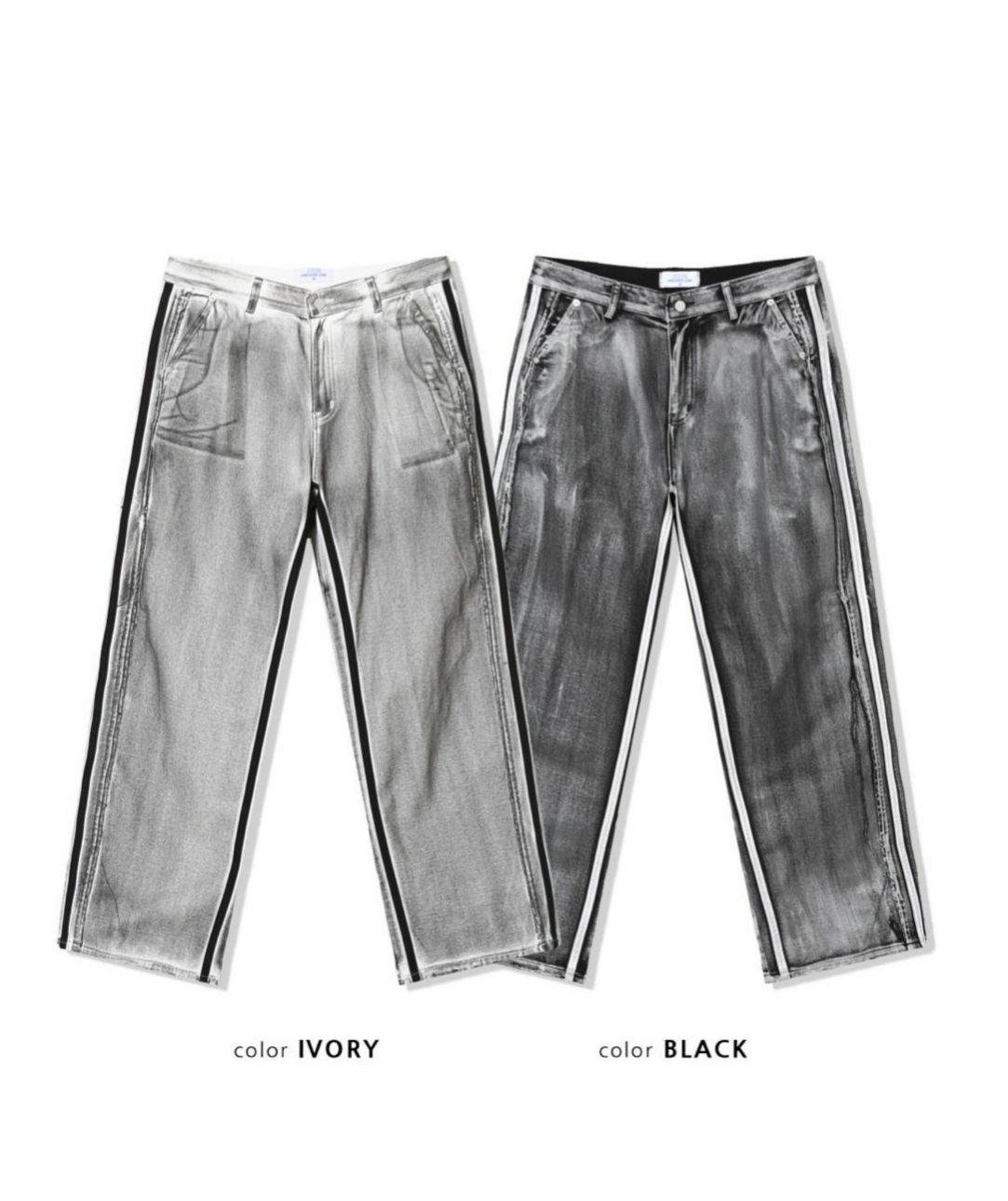 洗水拼間鬆身牛仔褲 UNUSED-035P