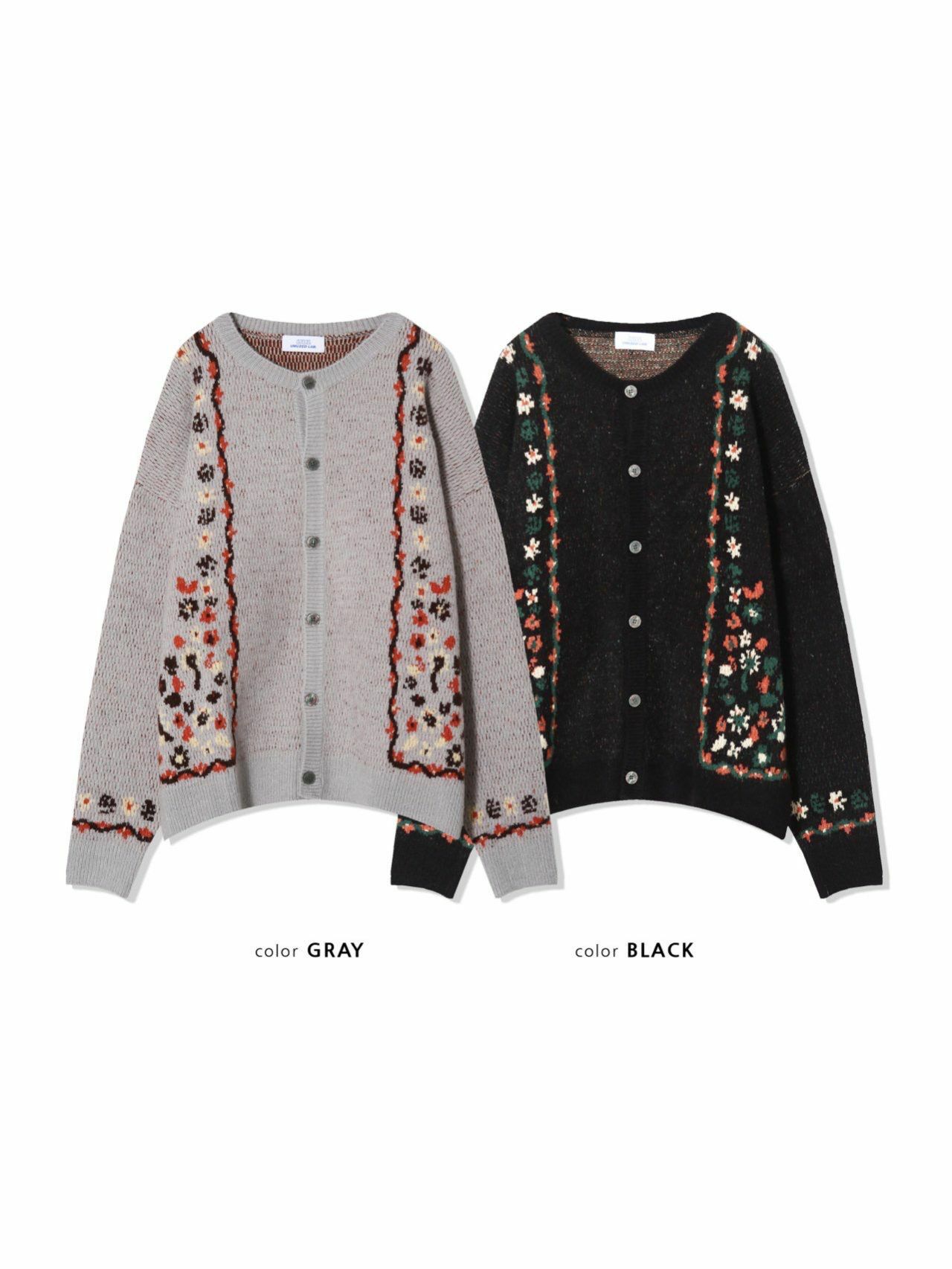 花花圖案開胸針織外套 UNUSED-036JK