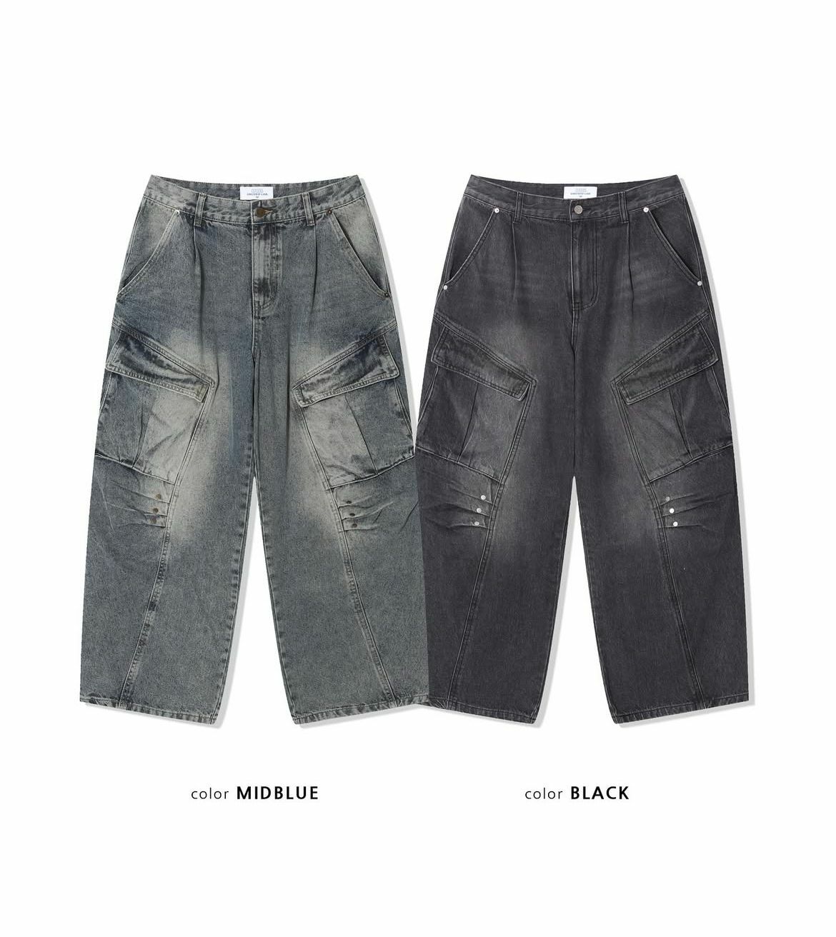洗水工裝鬆身牛仔褲 UNUSED-037P