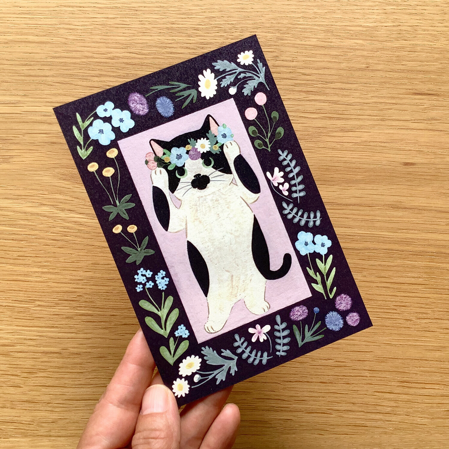 花圈賓士貓 貓咪繪本明信片｜日本 4legs