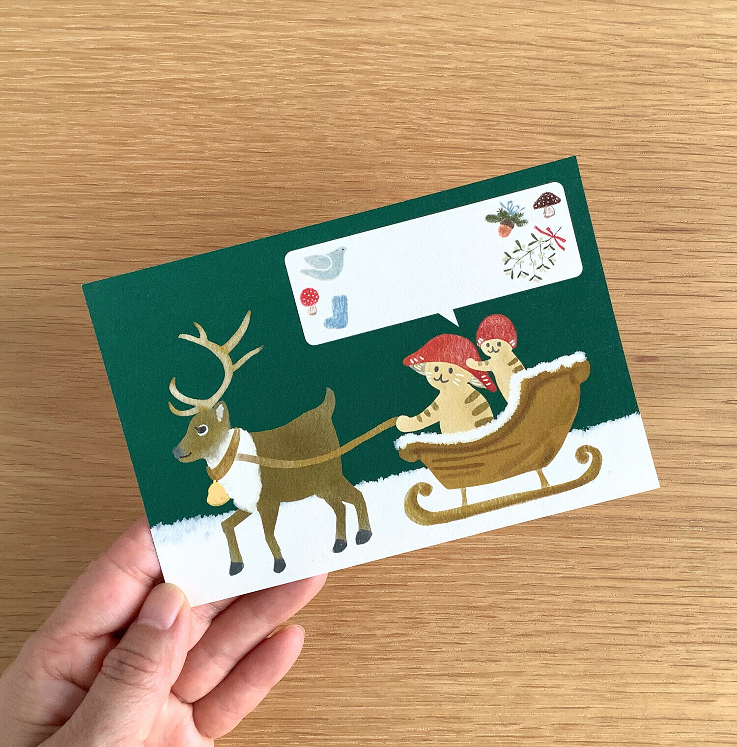 聖誕節_蘑菇貓 貓咪繪本明信片｜日本 4legs