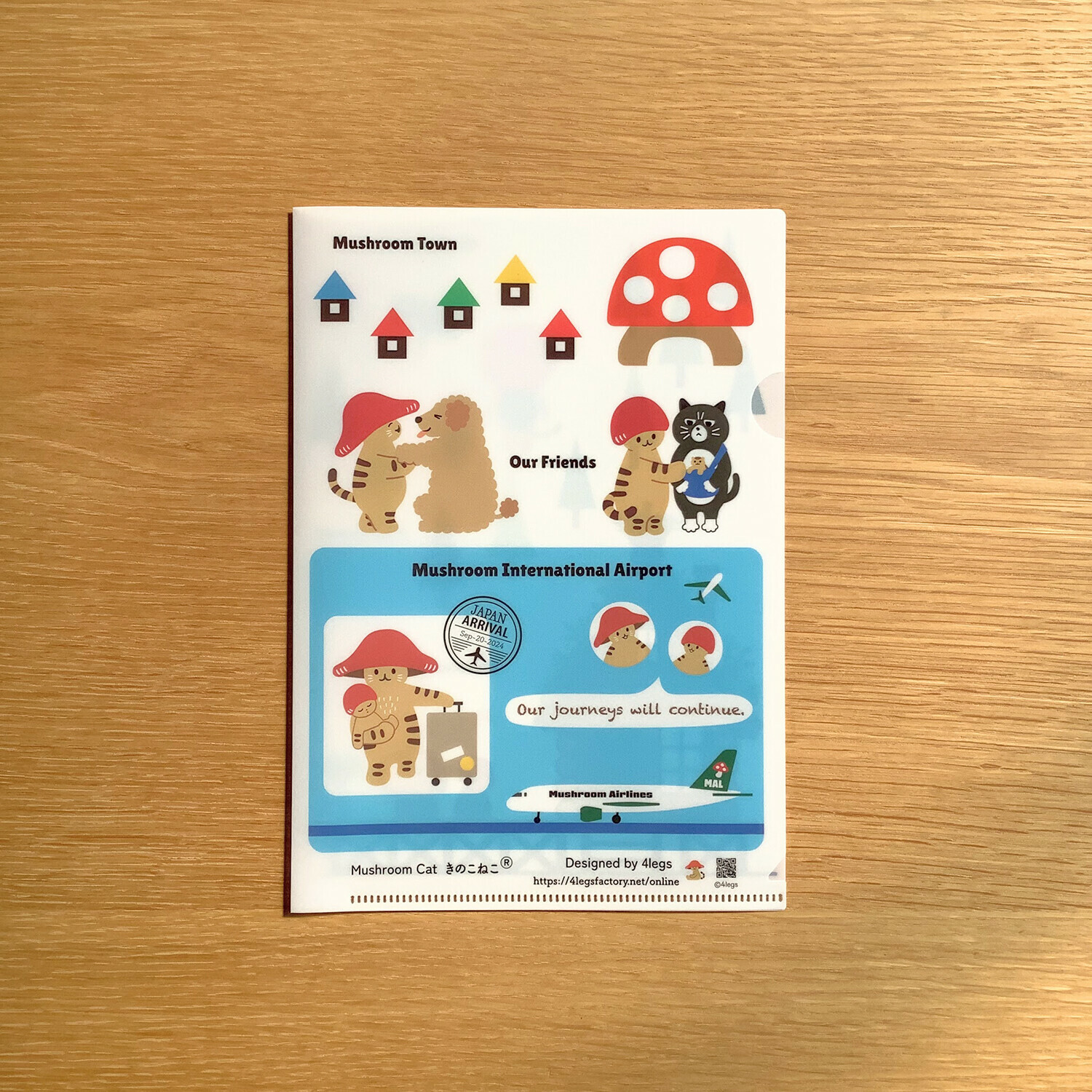 蘑菇貓 A5透明資料夾 ｜日本 4legs