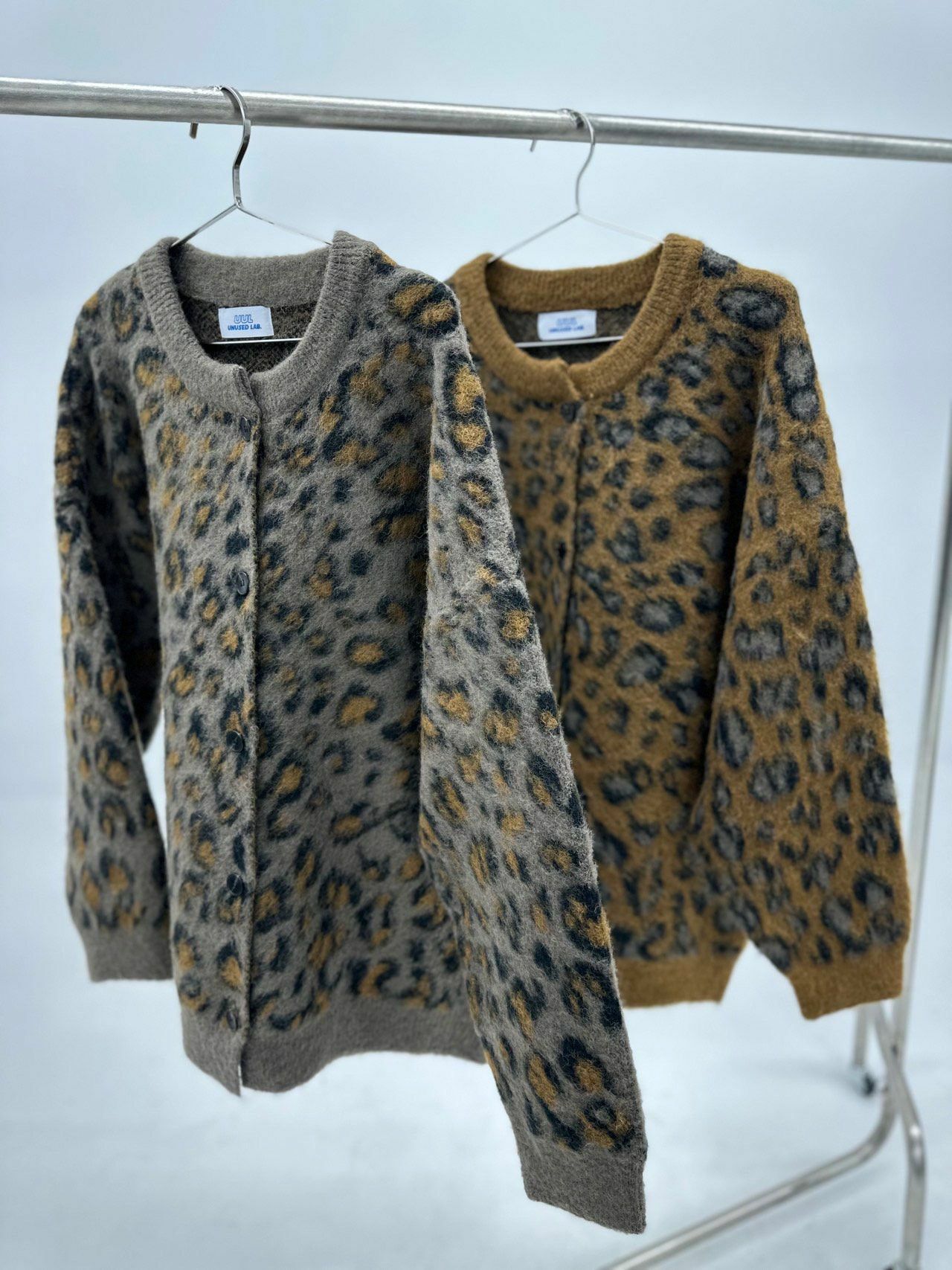 豹紋開胸針織外套 UNUSED-043JK