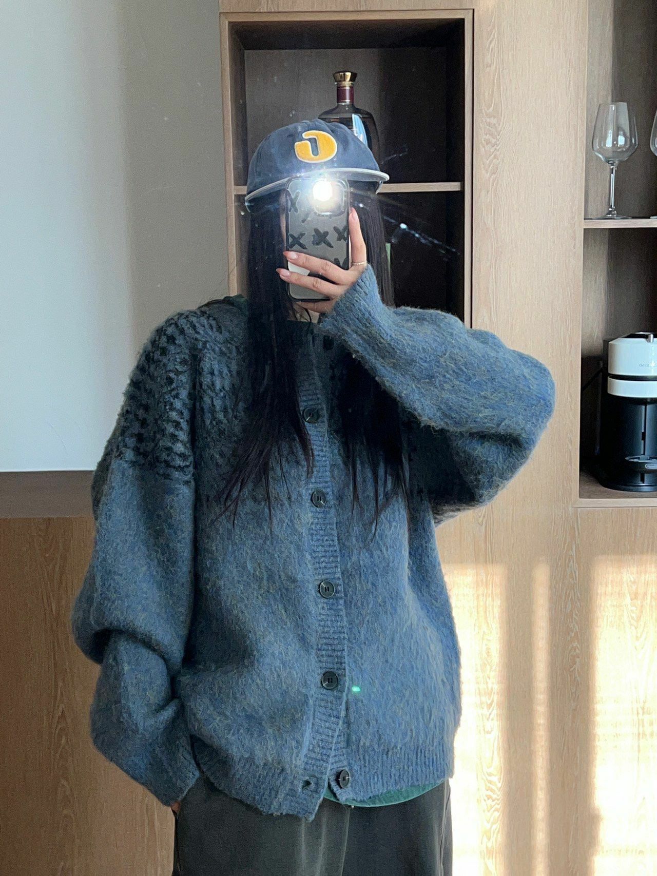 點點紋開胸針織外套 UNUSED-044JK