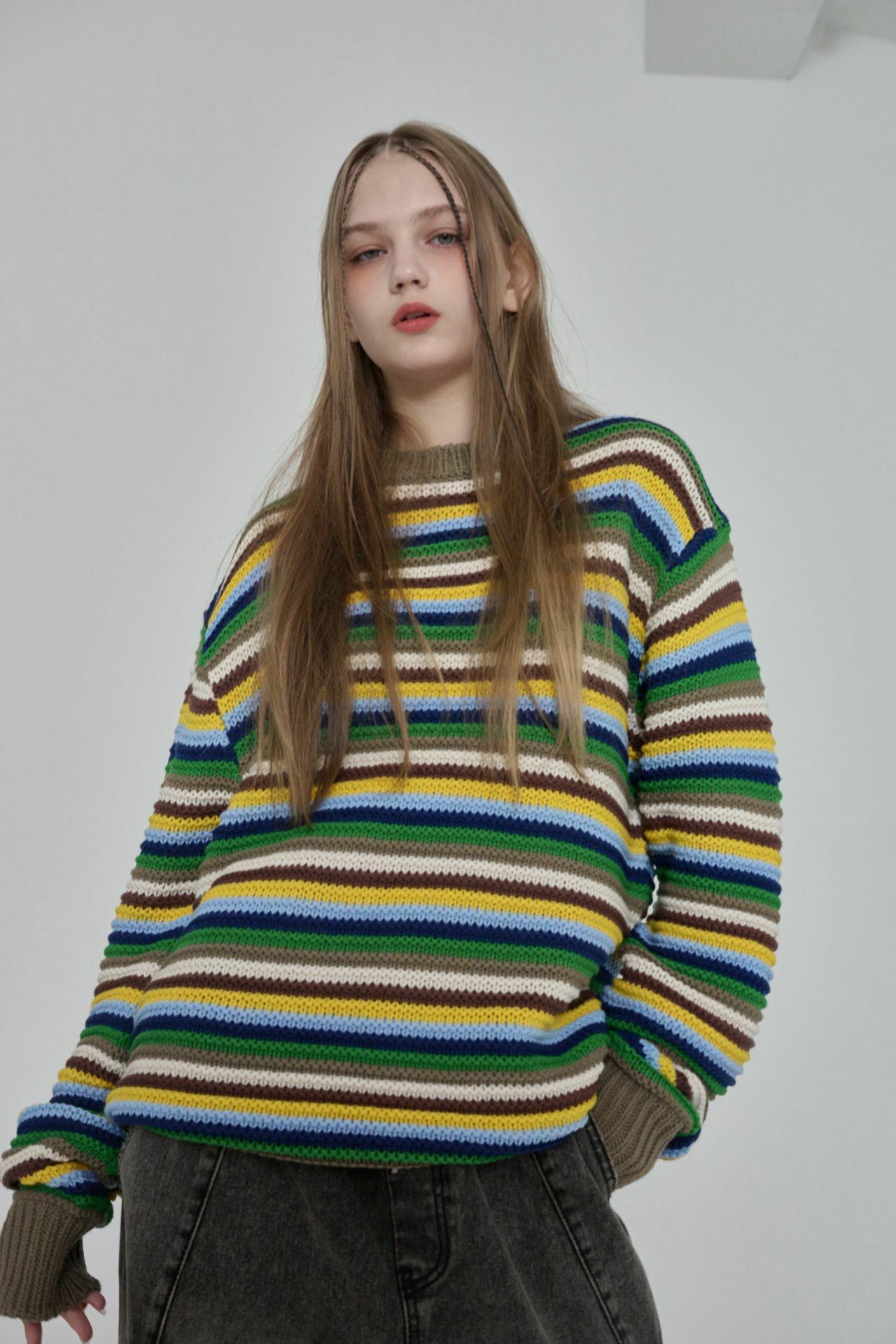 圓領橫間針織衫 UNUSED-046T