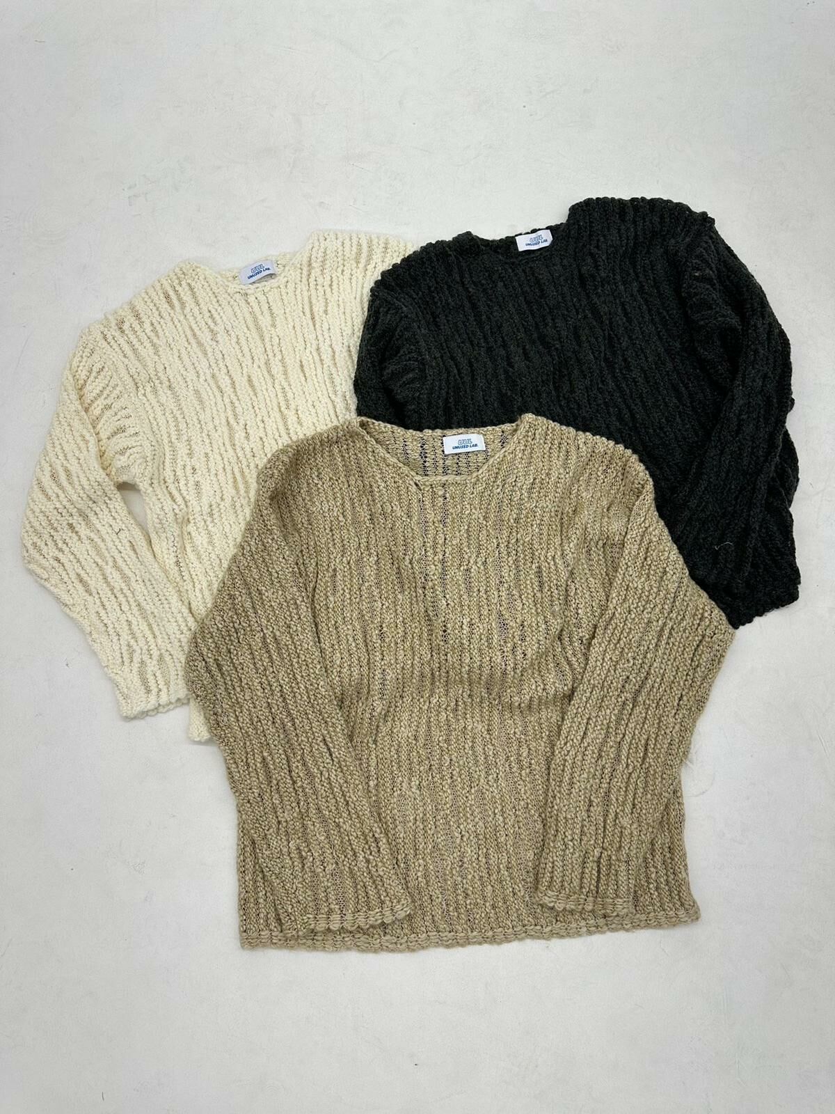 淨色圓領暗直紋針織衫 UNUSED-049T