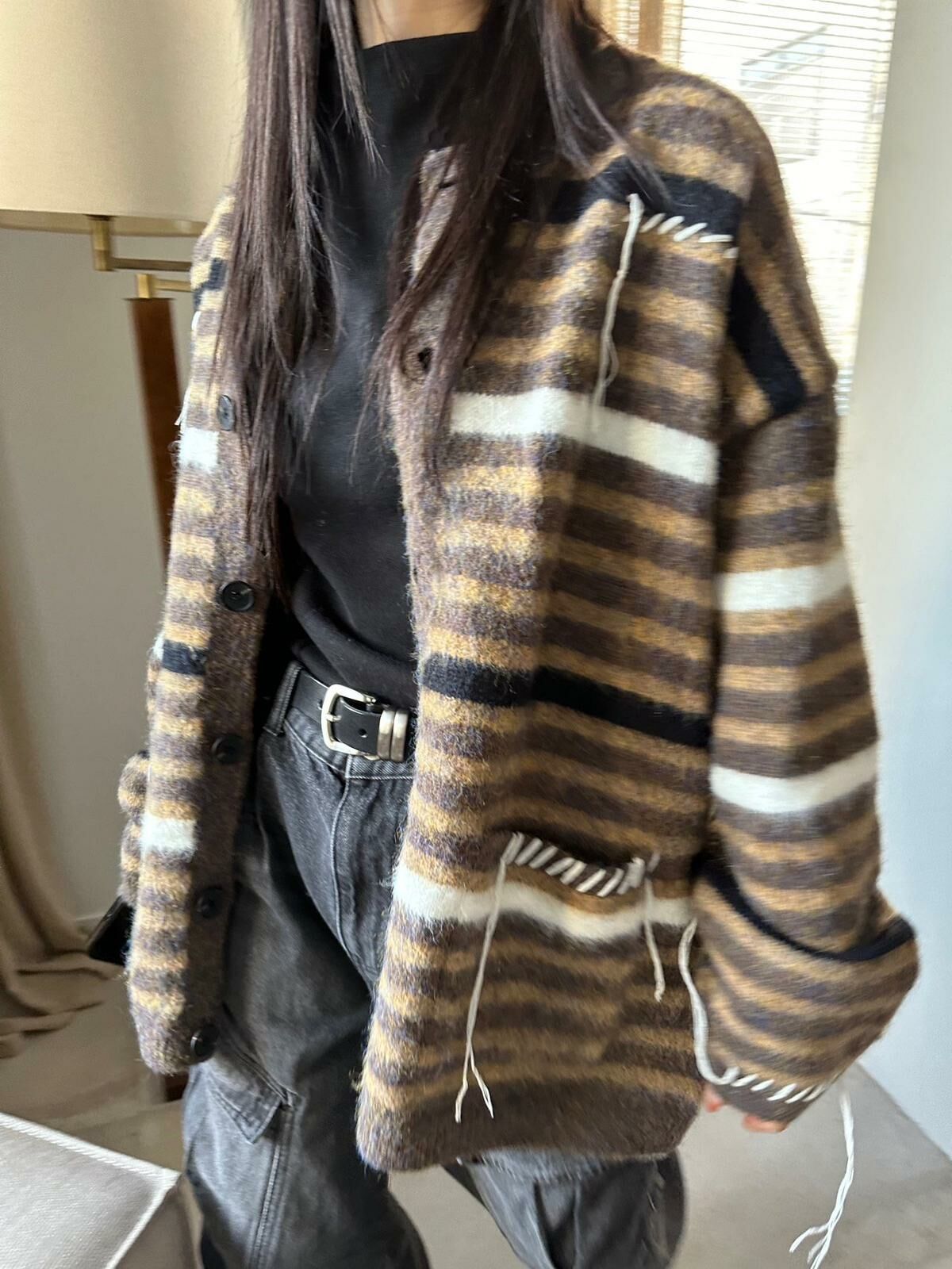 橫間開胸針織外套 UNUSED-052JK