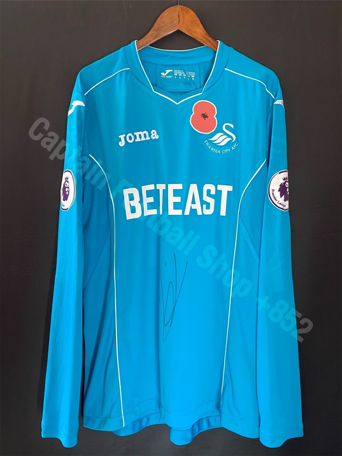 (Poppy Match Worn) Swansea 2016-2017 Joma Poppy Goalkeeper Match Worn Shirt #1 FABIANSKI