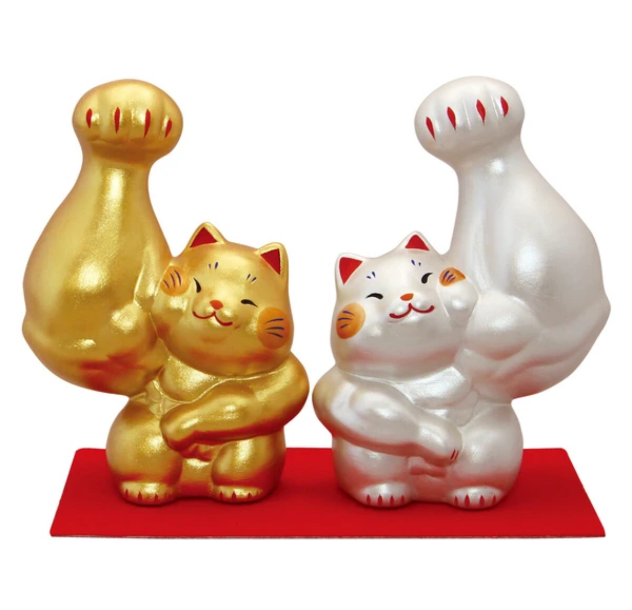 【預購】J1226901 超級無敵肌肉招財貓 金銀組合