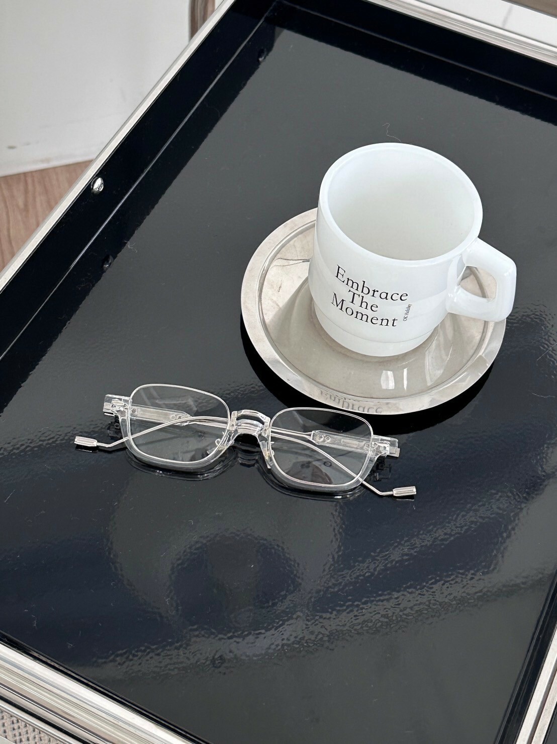 媽媽級別🤤 透明半框鑲邊眼鏡(附眼鏡盒)