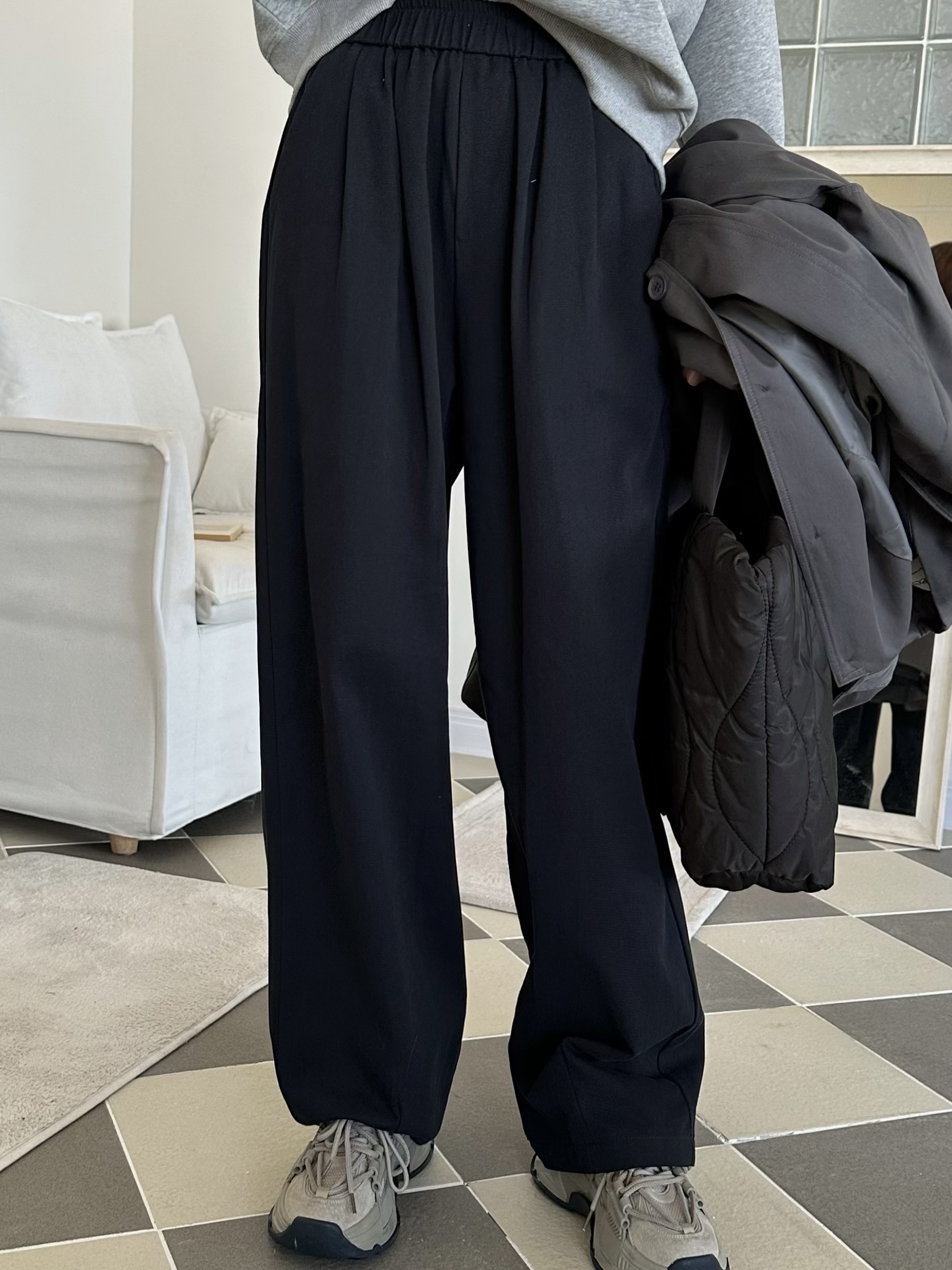 簡約鬆緊休閒長褲