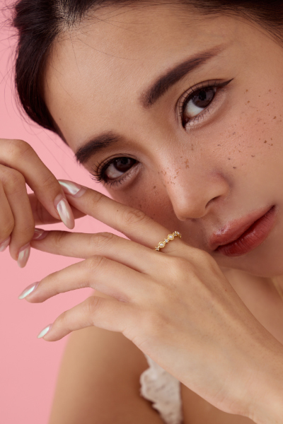 珍珠串接可調式戒指