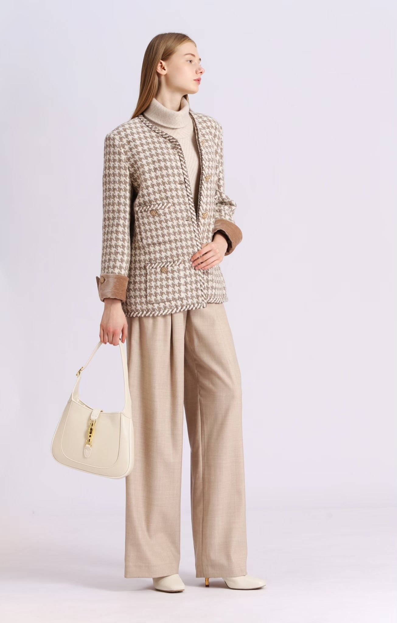 BD15377D1 法式織紋千鳥格西裝大衣