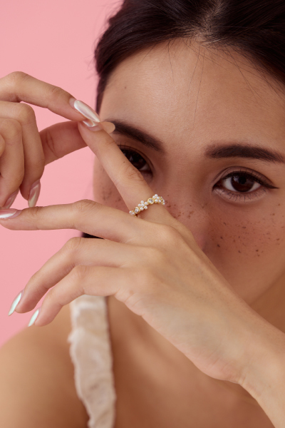 甜美串花可調式戒指