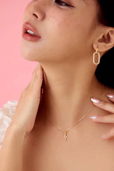 【925純銀】鑽面小閃電項鍊