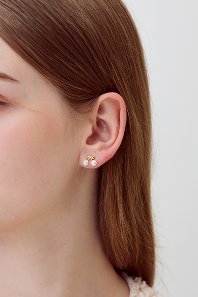 質感珍珠櫻桃。銀針耳環