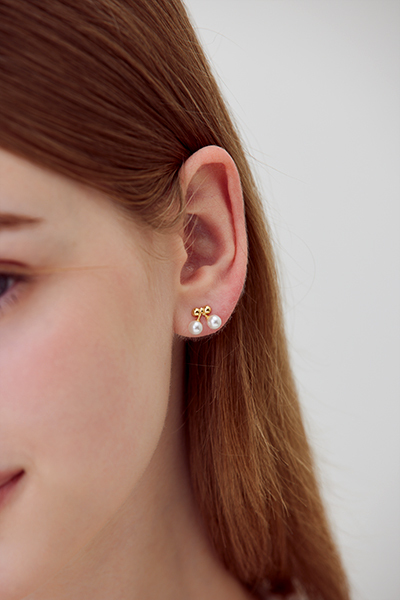 質感珍珠櫻桃。銀針耳環