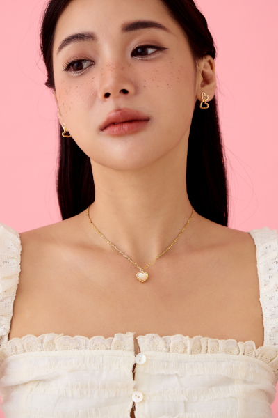 愛心透光曲狀項鍊