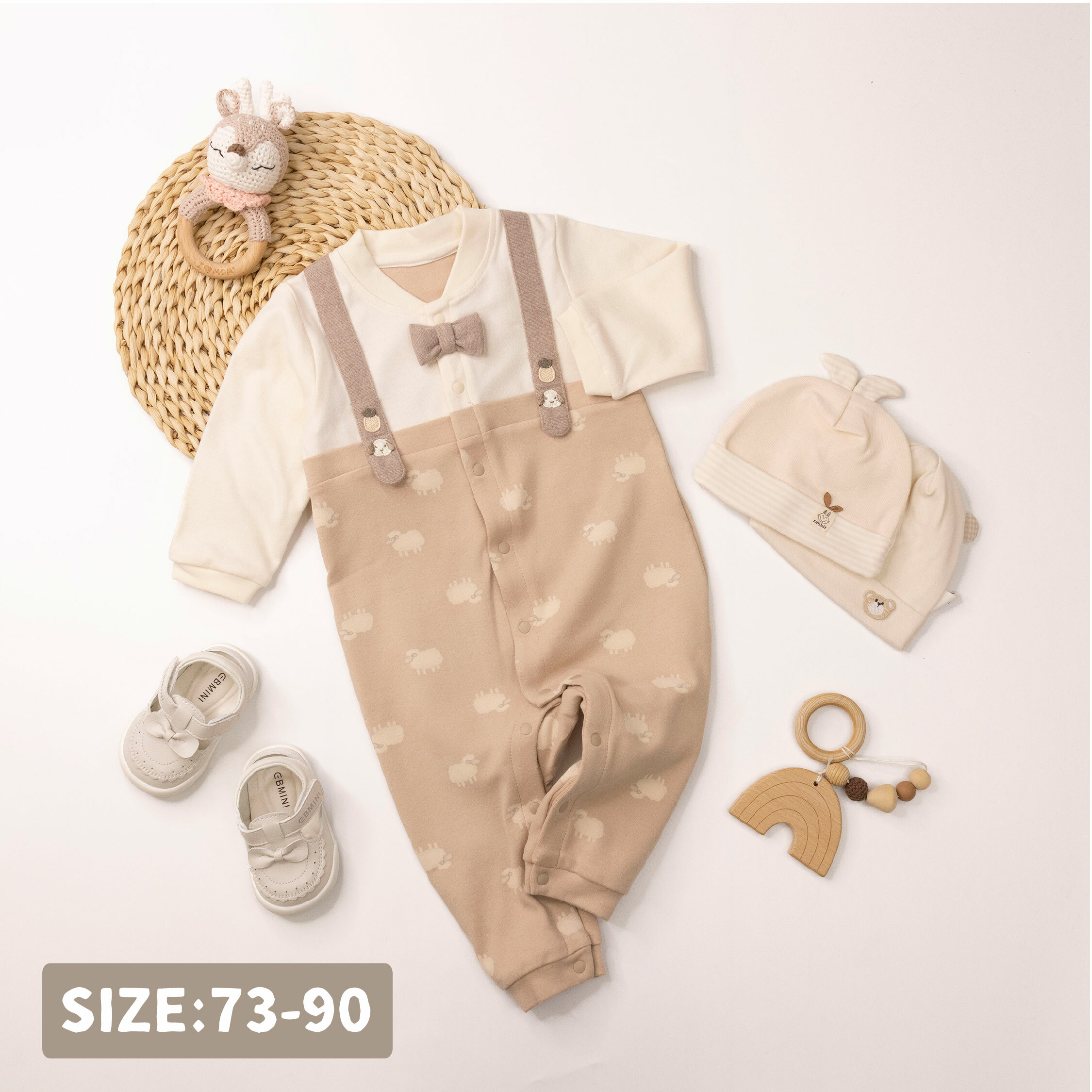 純淨系列【T3020】奶茶綿羊棉柔長袖連身衣