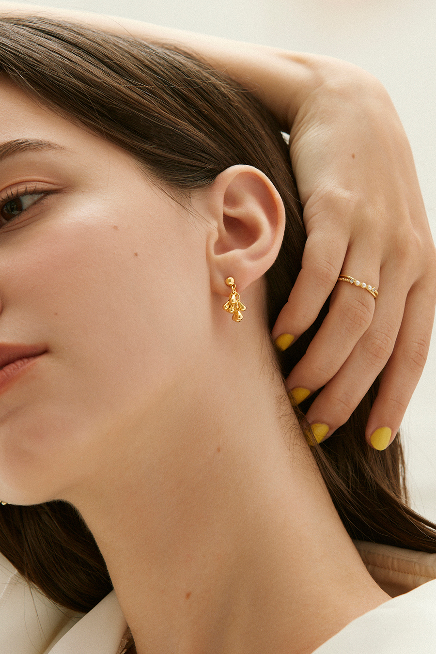 小麥穗流蘇串。銀針耳環