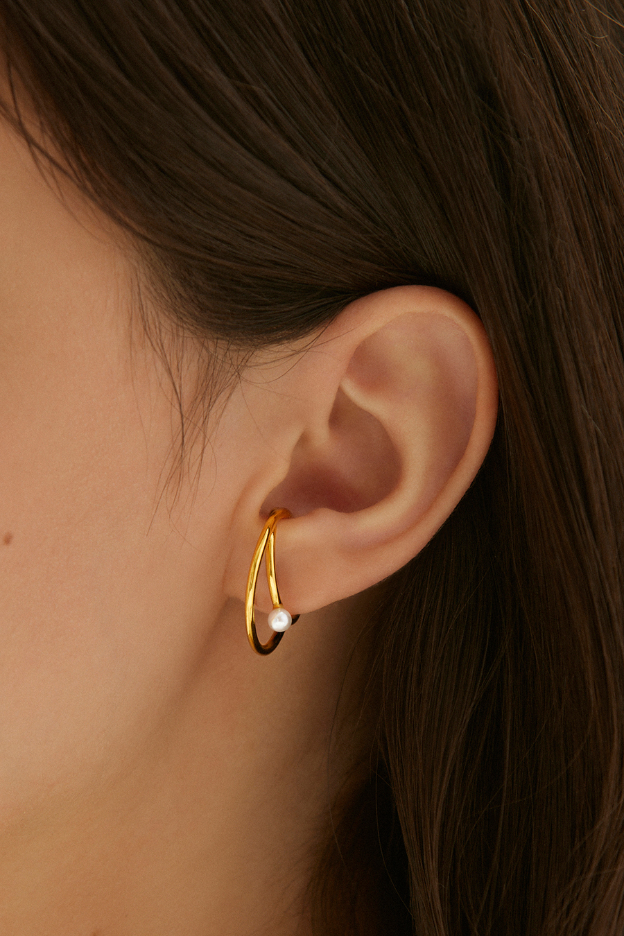 雙圈造型珍珠耳骨夾(單支)