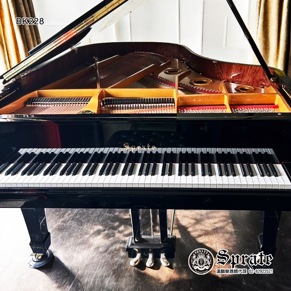 全新德國品牌SPRATE平台演奏鋼琴-BK-228-黑色亮光緩降-228cm