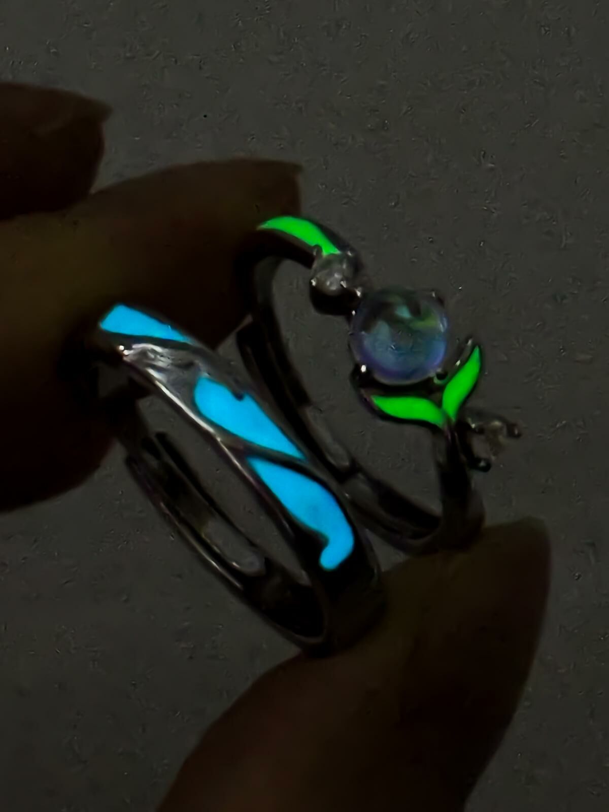 「情深似海💙」情侶戒指💍 免費刻字✒️ 夜光對戒✨