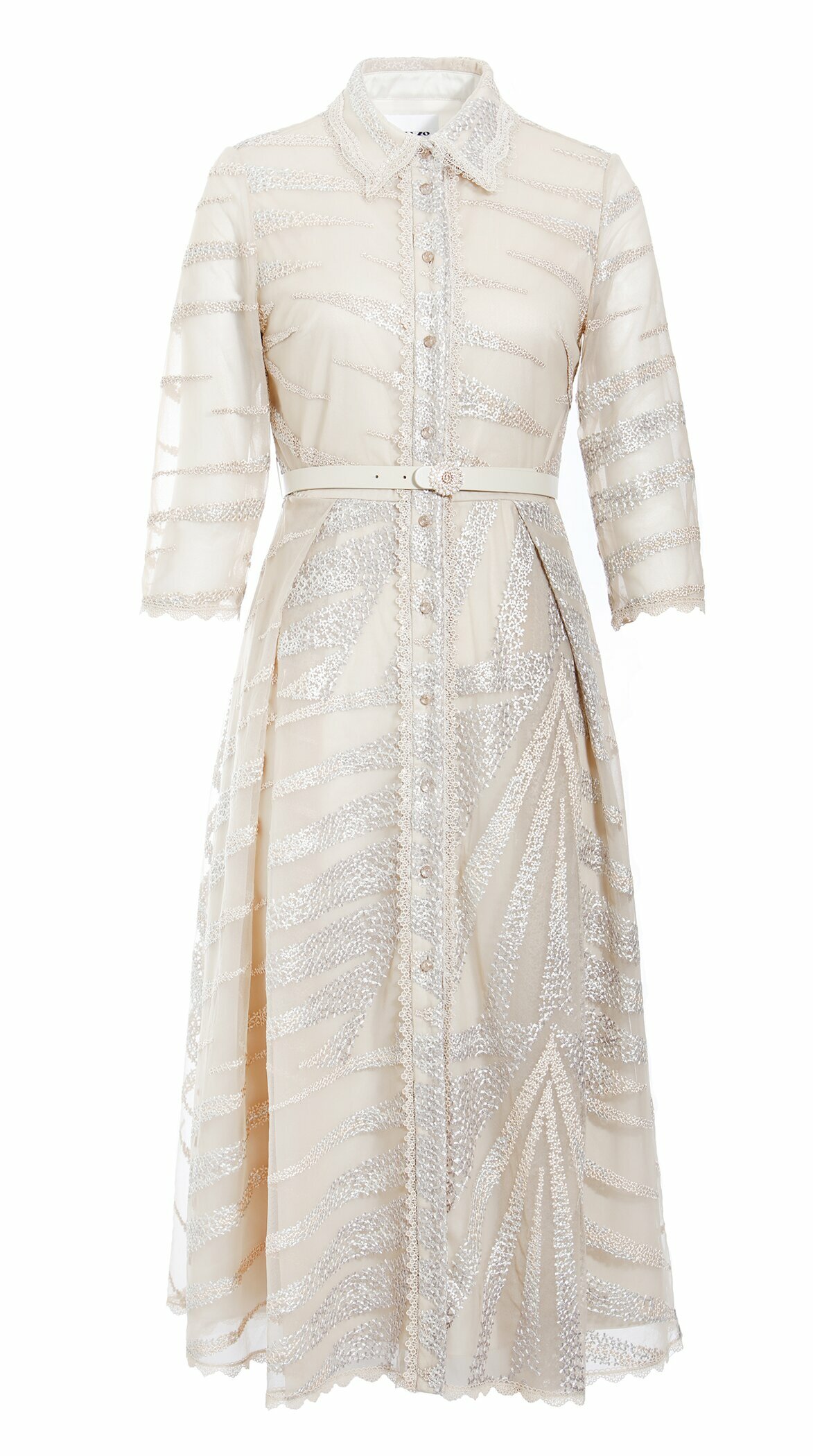 BD15105E1 金光序章亮片刺繡襯衫式洋裝 (附腰帶)