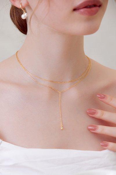 【925純銀】細緻層次垂墜中長鍊