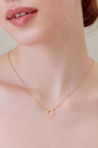 【925純銀】經典滿鑽圓圈項鍊