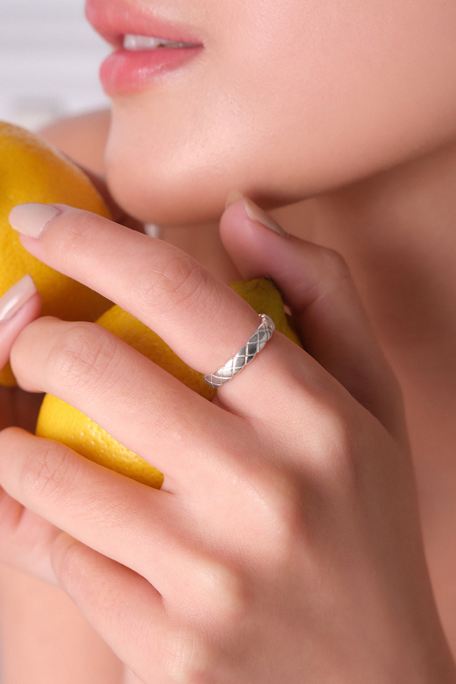 【925純銀】經典菱格紋可調式戒指(銀)