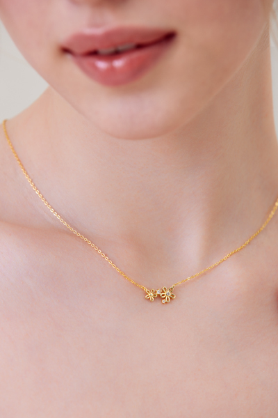 【925純銀】閃耀鏤空五瓣花項鍊