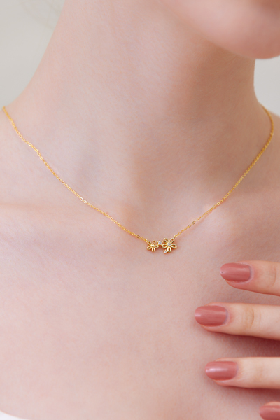 【925純銀】閃耀鏤空五瓣花項鍊