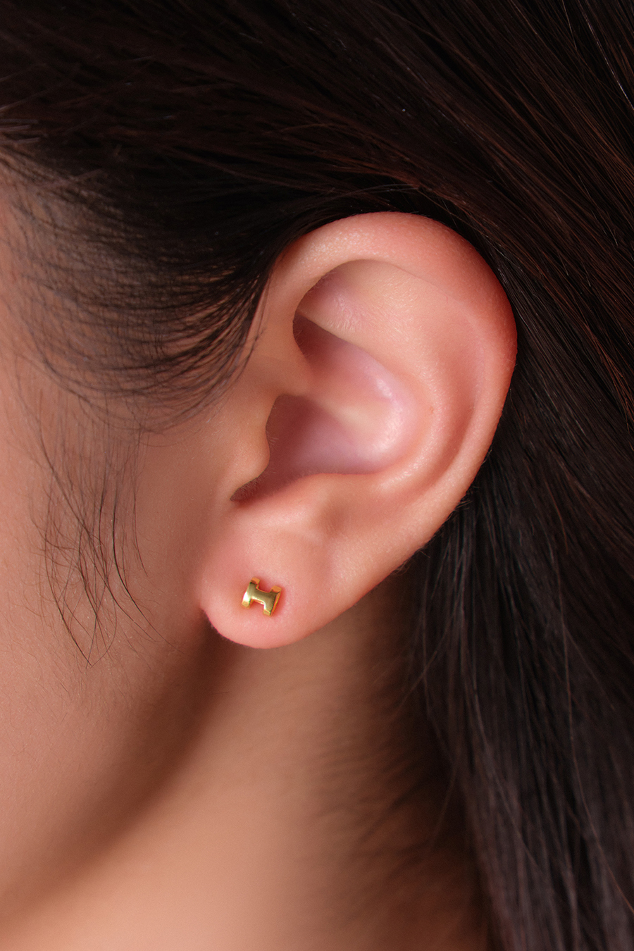 【925純銀】3.5MM光澤立體。銀針耳環(金)