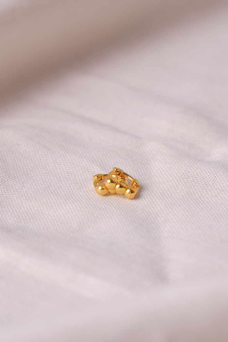 【925純銀】迷你圓珠圈型。銀針耳環(金)