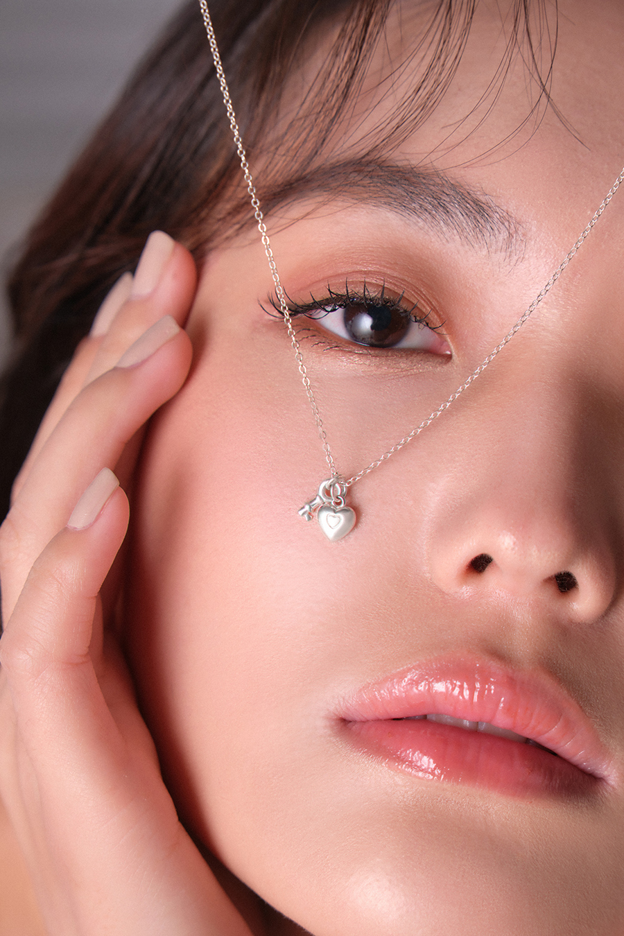 【925純銀】愛心鑰匙吊墜項鍊(銀)