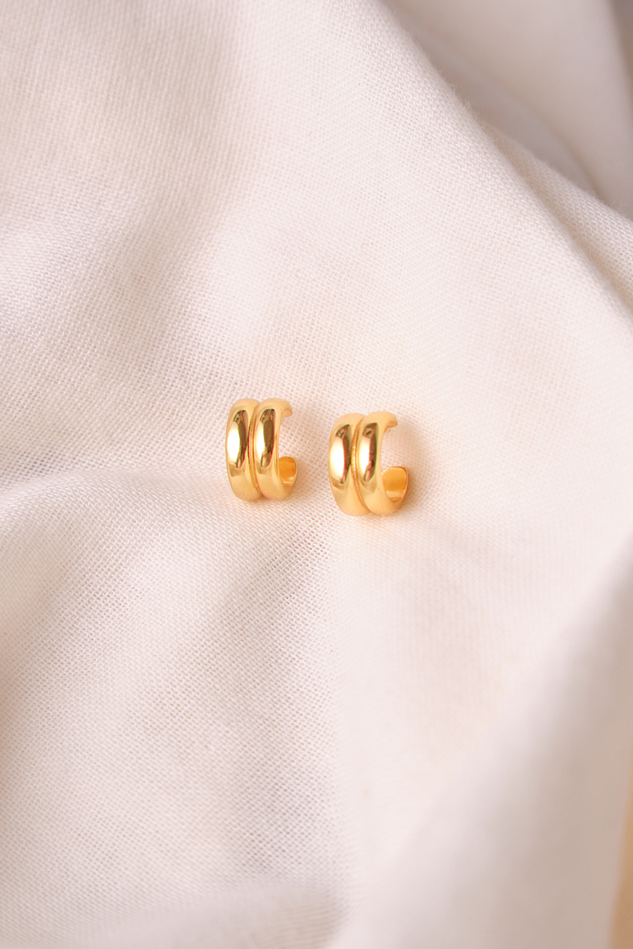 【925純銀】迷你雙C造型。銀針耳環