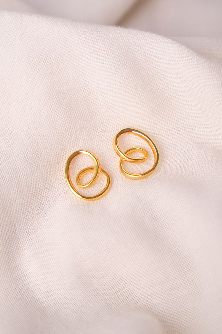 【925純銀】手繪線條感。銀針耳環(金)