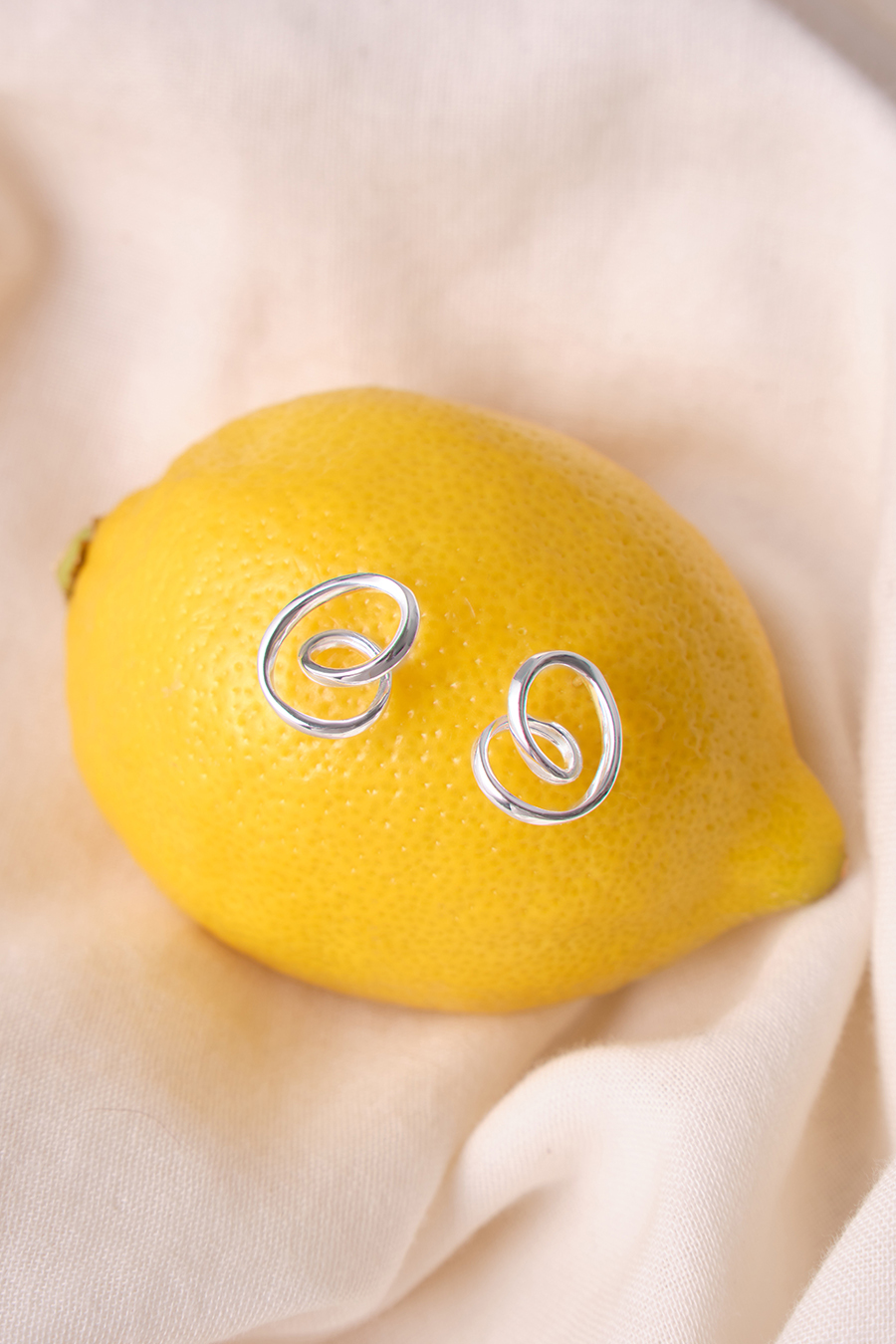 【925純銀】手繪線條感。銀針耳環(銀)