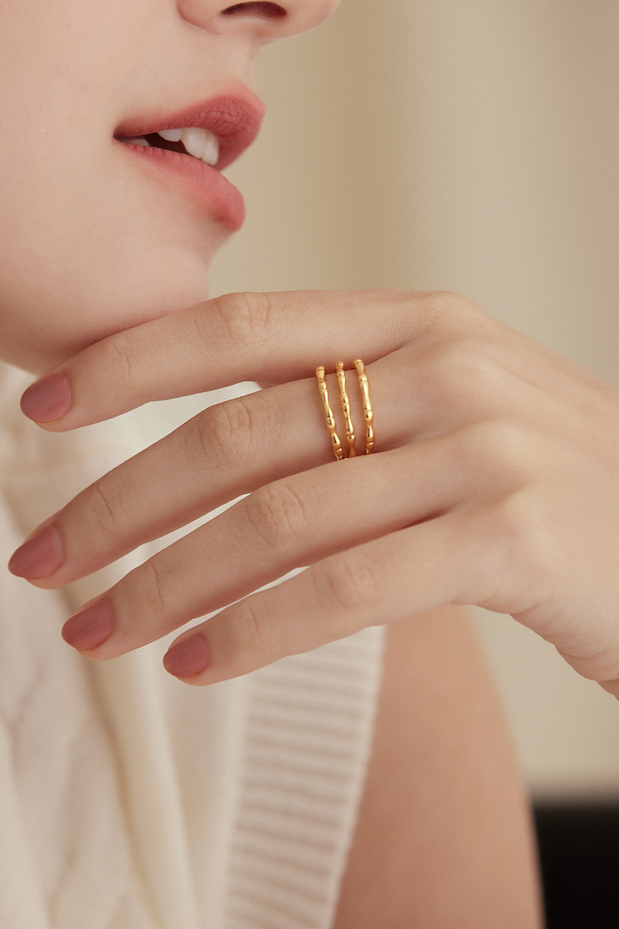 層疊紋理感可調式戒指