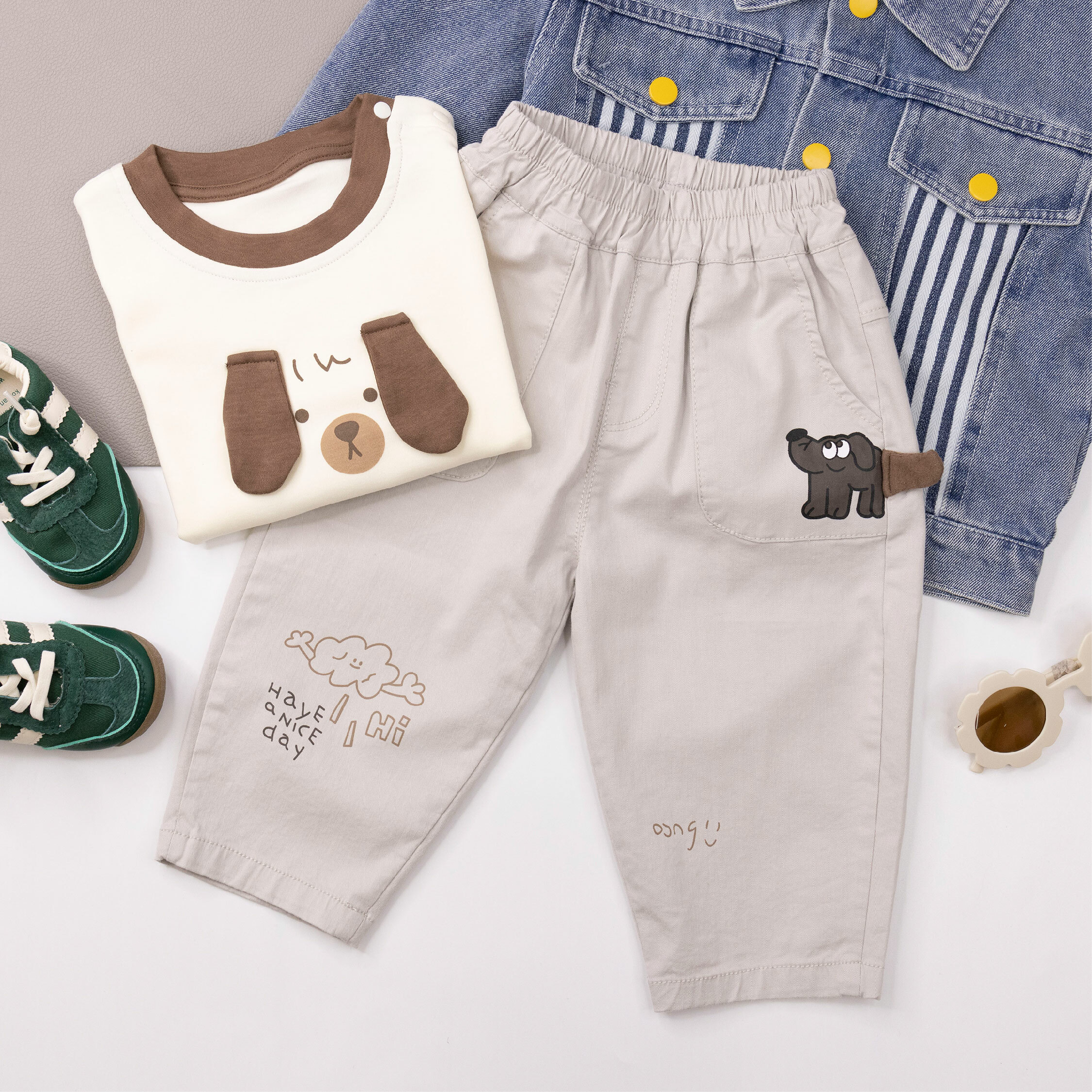 【H55013】淘氣小狗立體尾巴設計休閒褲