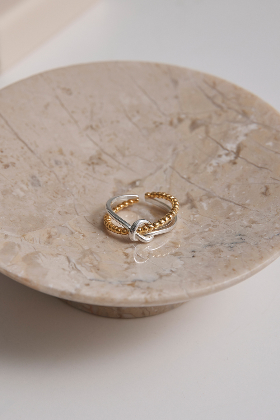 拼接撞色打結可調式戒指