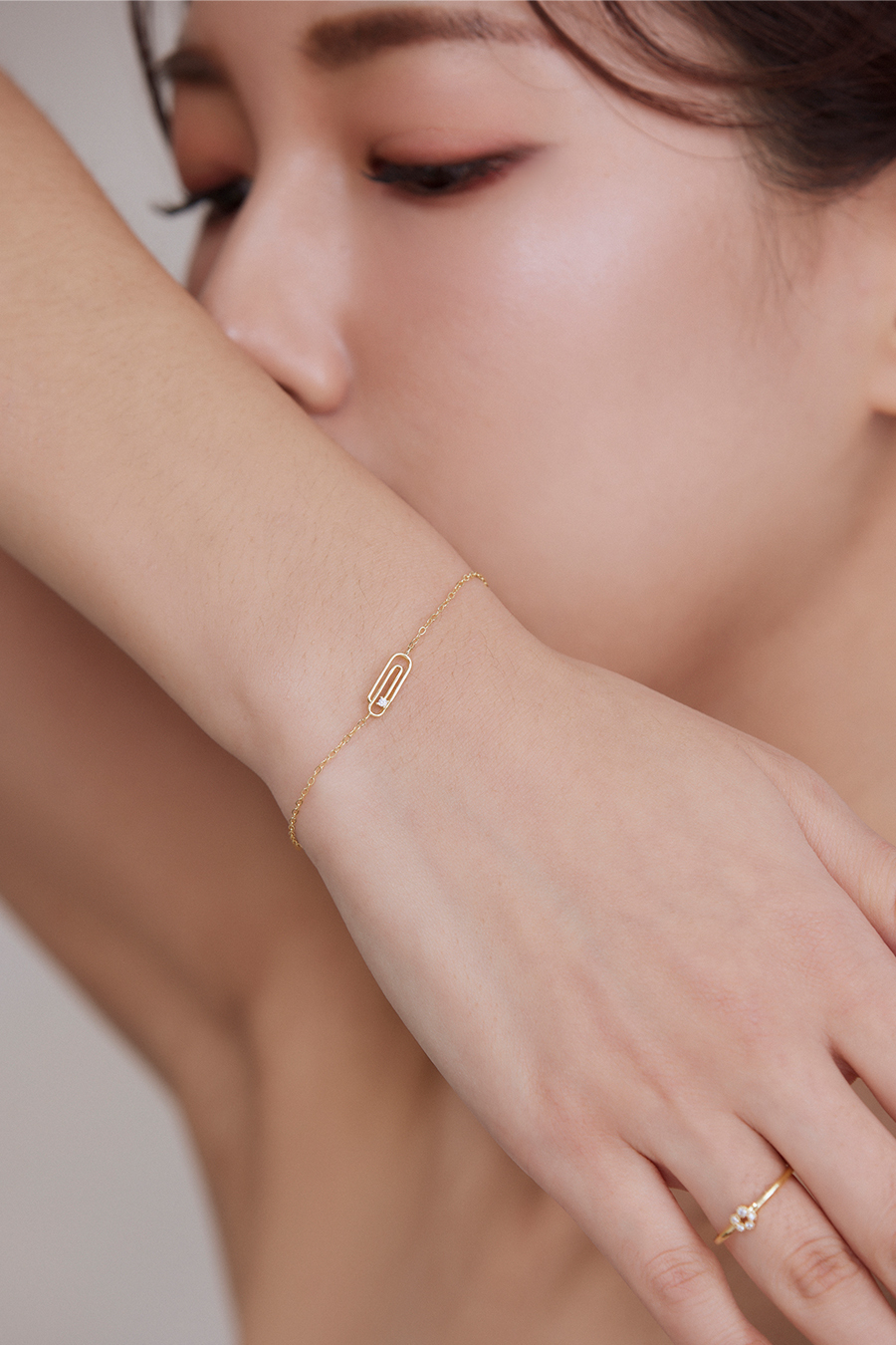 【925純銀】簡約單鋯石別針手鍊