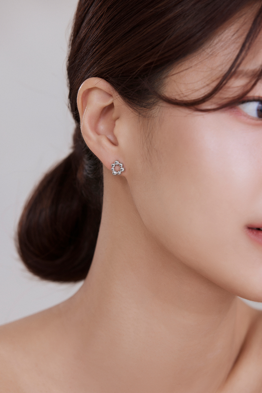 【925純銀】不規則小圓球。銀針耳環(銀)