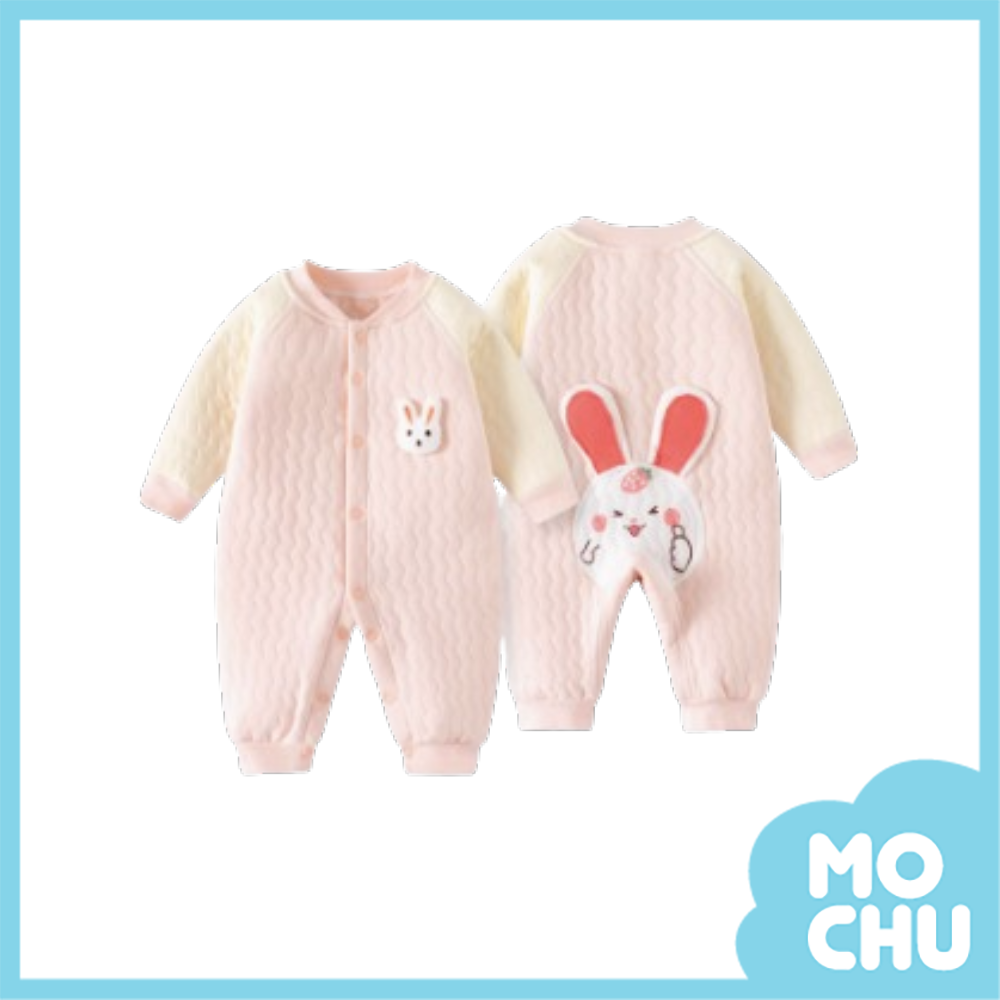 粉色小兔夾棉加厚連身衣