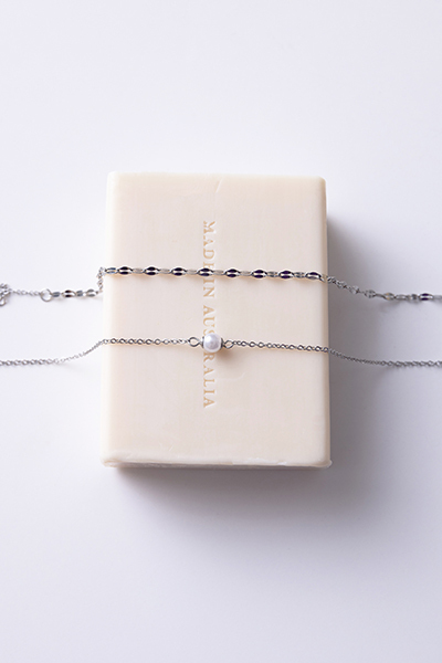 光澤扭轉單珍珠雙層手鍊(銀)