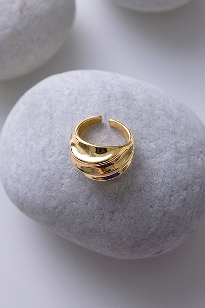 立體皺褶感戒指(金)