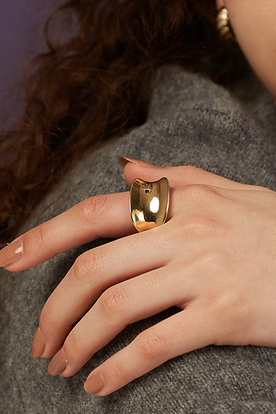 大凹面不規則戒指(金)