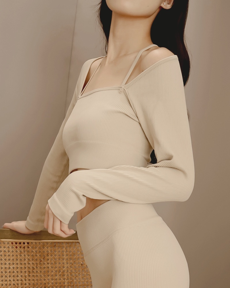 Lillian top 假兩件針織長袖 / 奶茶色